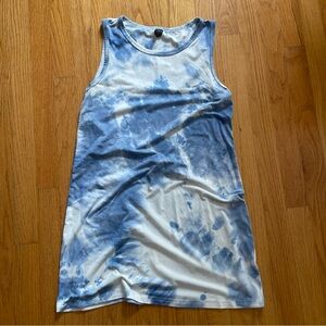 SHEIN Blue and White Tie-Dye Midi Dress